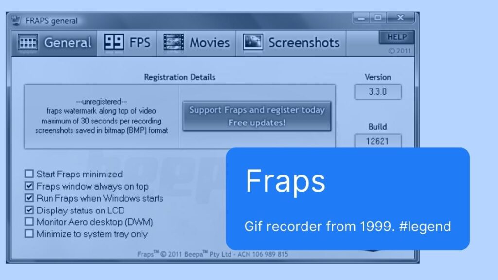 4 - Fraps - LICEcap - Windows Gif Recording Alternative to Giphy Capture